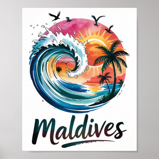 Affiche Conception de coucher de soleil tropical et de sur (Devant)
