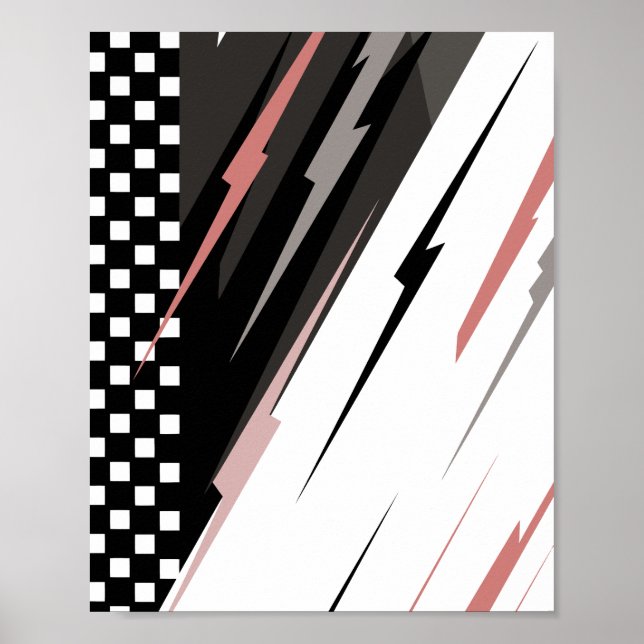 Affiche Conception de course en noir et blanc (Devant)