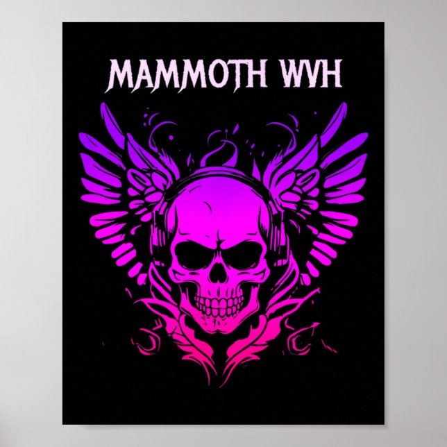 Affiche Conception de crâne de musique Mammouth drôle vint (Devant)
