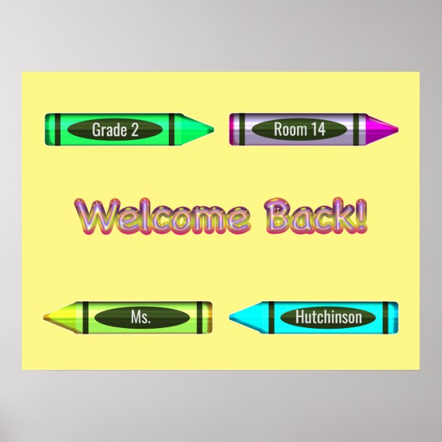 Affiche Conception de crayon personnalisée de retour à l'é (Devant)