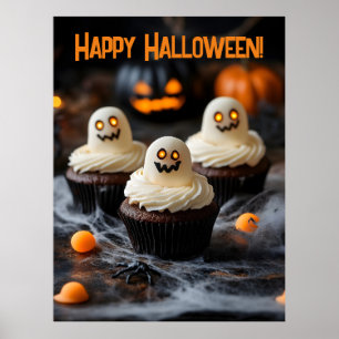 Affiche Conception de cupcakes Halloween éffrayant