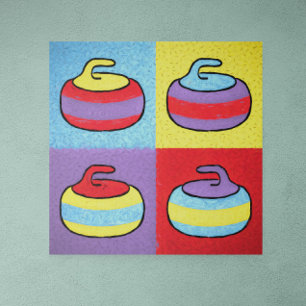 Affiche Conception de curling Pop Art Rocks