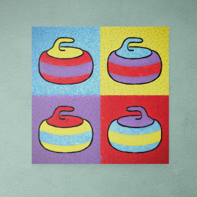 Affiche Conception de curling Pop Art Rocks (Créateur téléchargé)