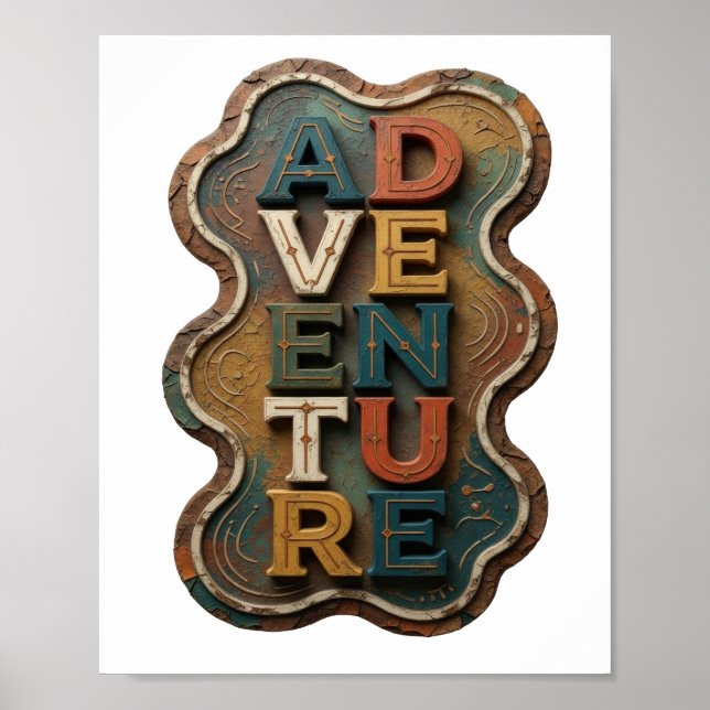 Affiche Conception de déclaration d'aventure orange Snappy (Devant)