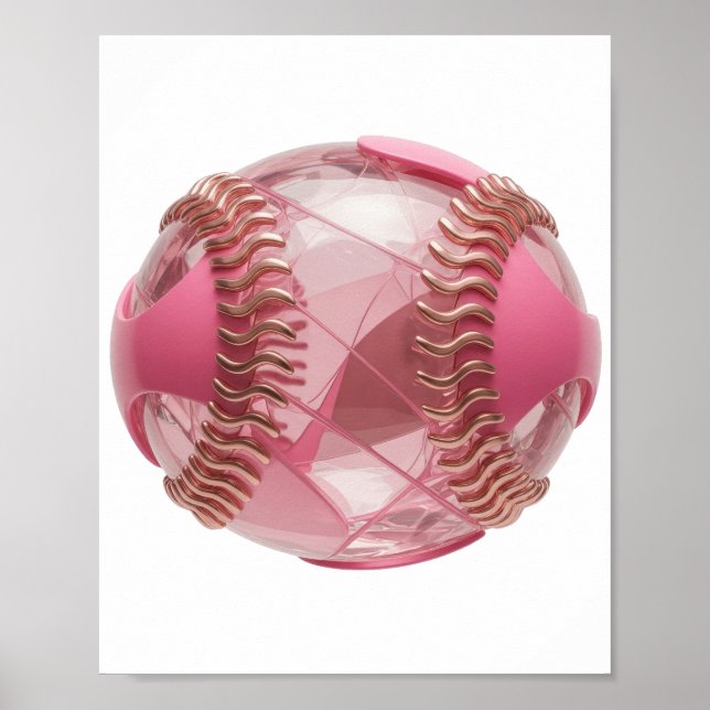 Affiche Conception de déclaration de baseball rose argent  (Devant)