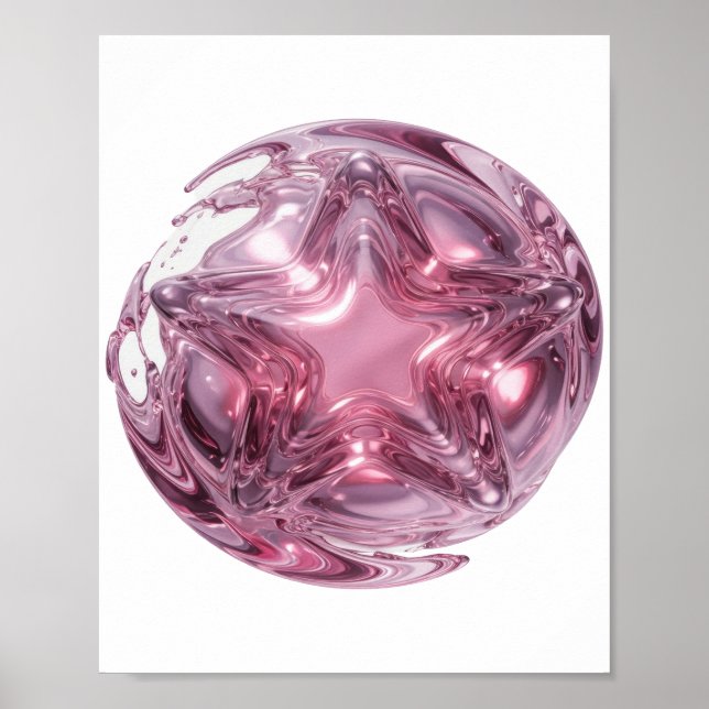 Affiche Conception de déclaration de boule étoile rose chi (Devant)