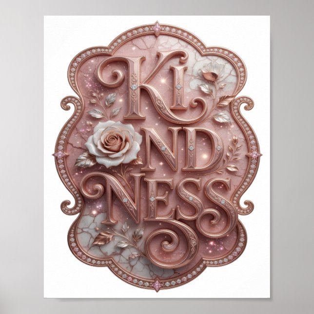 Affiche Conception de déclaration de KINDNESS en or propre (Devant)