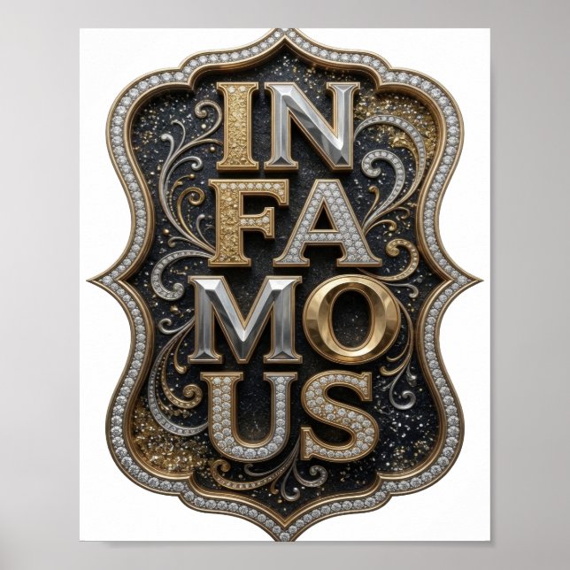 Affiche Conception de déclaration d'or moderne IN FAMOUS (Devant)