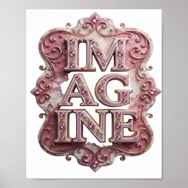 Affiche Conception de déclaration IMAGINE rose tendance (Devant)