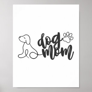 Affiche Conception de dessin au trait de maman de chien Am