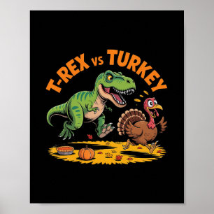 Affiche Conception de dinosaure drôle de Thanksgiving T-re