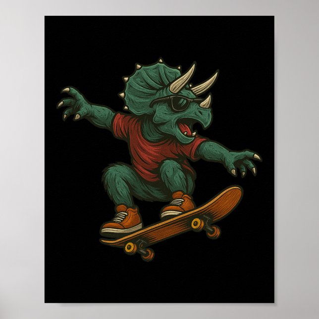 Affiche Conception de dinosaure Tricératops de skateboard  (Devant)