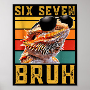 Affiche Conception de dragon barbu drôle mème Six Seven 6