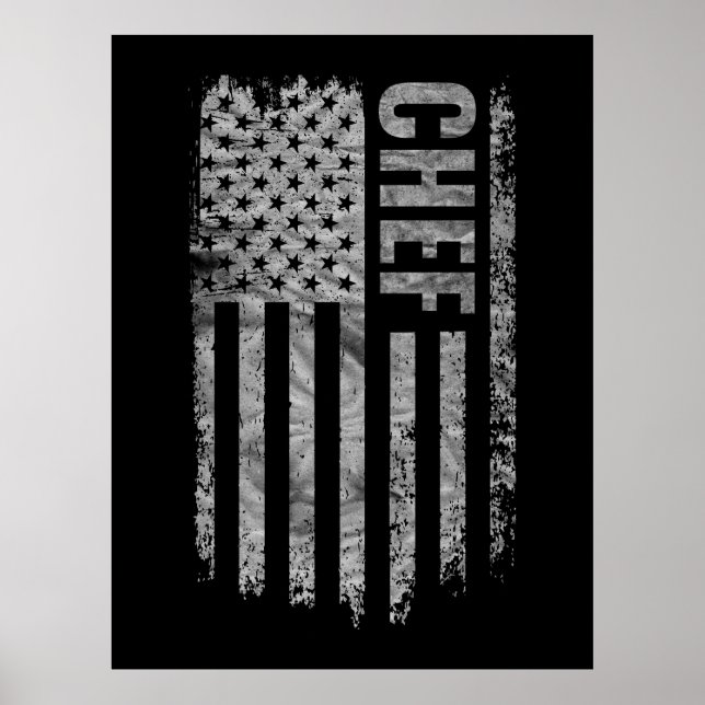 Affiche Conception de drapeau USA Chef en détresse (Devant)