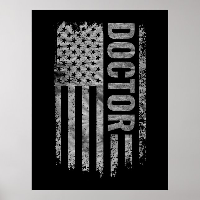 Affiche Conception de drapeau USA en détresse pour docteur (Devant)