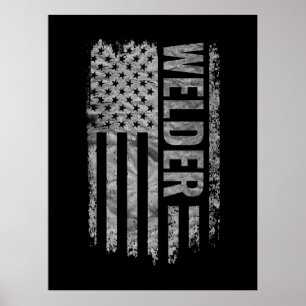 Affiche Conception de drapeau USA en détresse pour soudeur