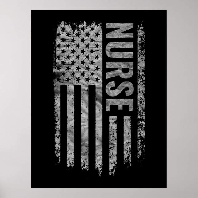 Affiche Conception de drapeau USA infirmière en détresse (Devant)