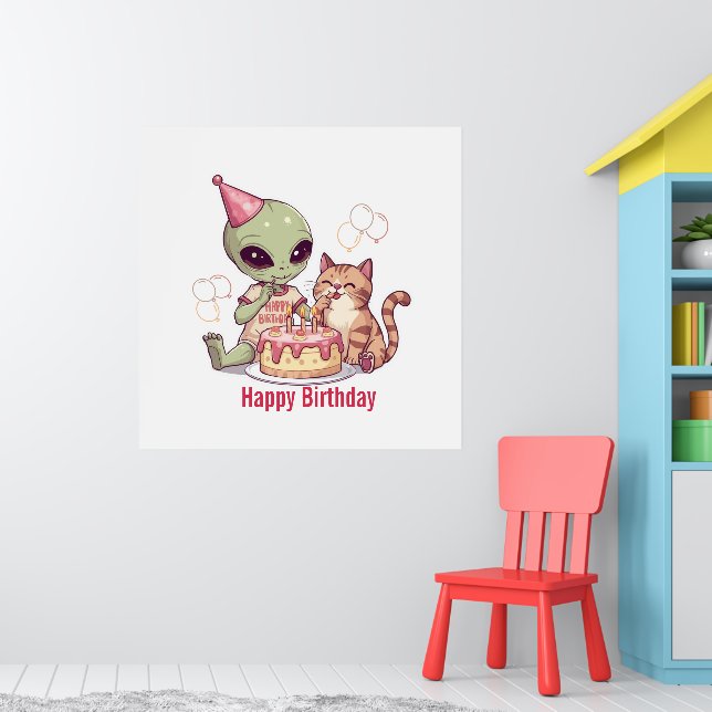Affiche Conception de fête d'anniversaire d'alien mignon (Pépinière 1)