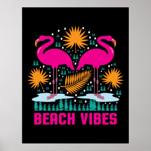 Affiche Conception de flamants roses de vibes de plage