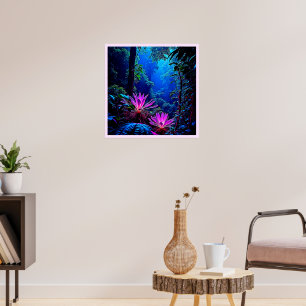 Affiche Conception de Fleur de Jungle Lumineuse Mystique