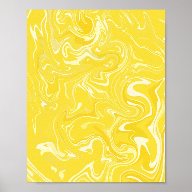 Affiche Conception de fluide jaune abstrait (Devant)