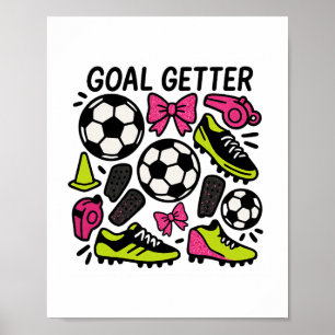 Affiche Conception de football Coquette Attrapeuse de buts