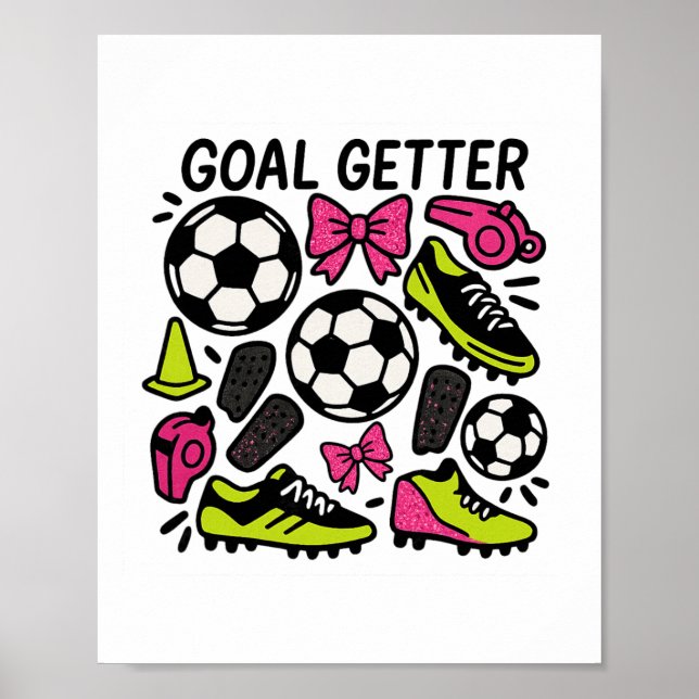 Affiche Conception de football Coquette Attrapeuse de buts (Devant)