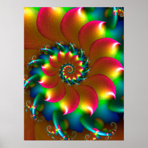 Affiche Conception de fractale en spirale colorée