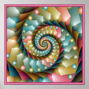 Affiche Conception de fractale en spirale pastel
