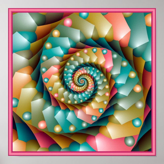 Affiche Conception de fractale en spirale pastel (Devant)