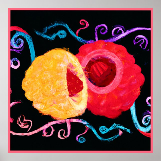 Affiche Conception de fruits néon tropicaux dynamiques (Devant)