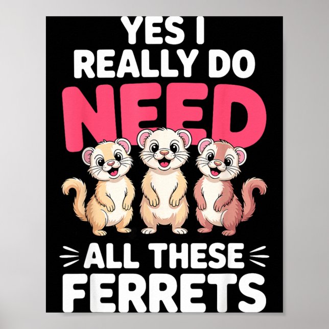 Affiche Conception de furet mignon pour hommes femmes enfa (Devant)