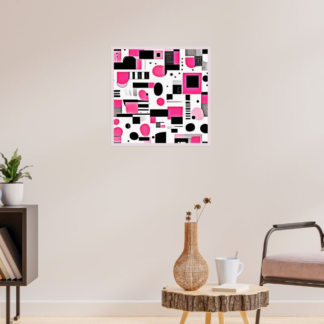 Affiche Conception de géométrie rose Art Pop (Salon 3)