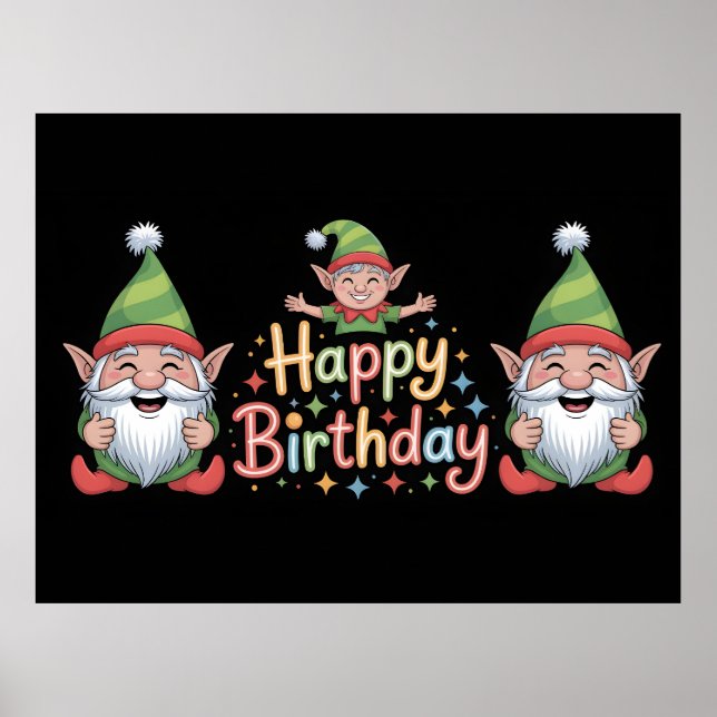 Affiche Conception de Gnome et d'Elf pour Joyeux Anniversa (Devant)