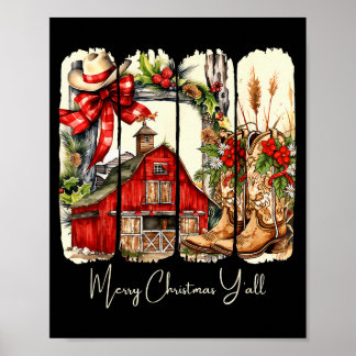 Affiche Conception de grange de Noël joyeux occidental Yal
