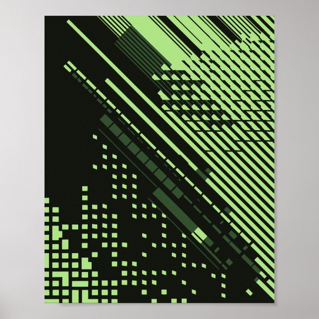 Affiche Conception de grille de carrés et de lignes diagon (Devant)