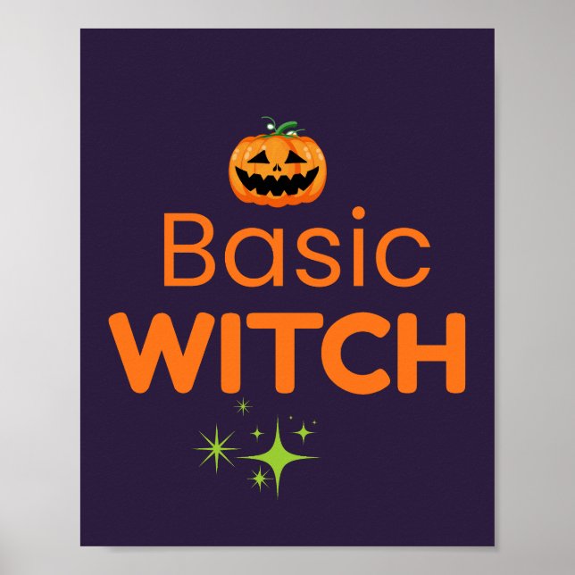 Affiche Conception de Halloween drôle de sorcière basique (Devant)