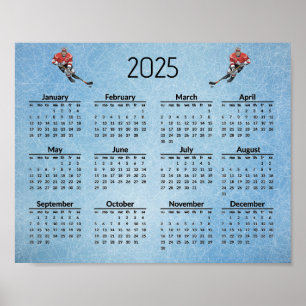 Affiche Conception de hockey sur glace Calendrier 2025 Aff
