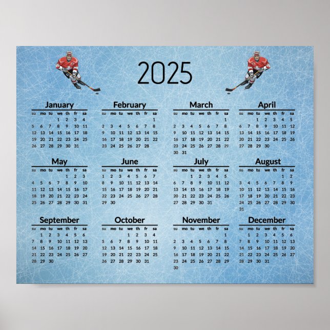 Affiche Conception de hockey sur glace Calendrier 2025 Aff (Devant)