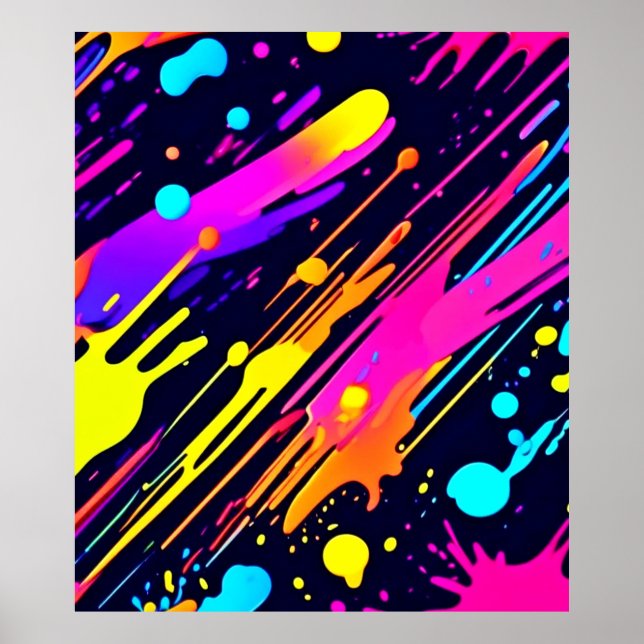 Affiche Conception de jaillissement de couleurs abstraites (Devant)