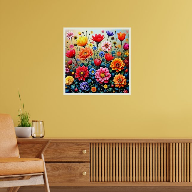 Affiche Conception de jardin de fleurs abstraites joyeuses (Salon 2)
