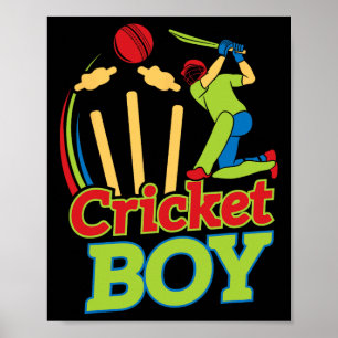 Affiche Conception de joueur de cricket garçon pour les at