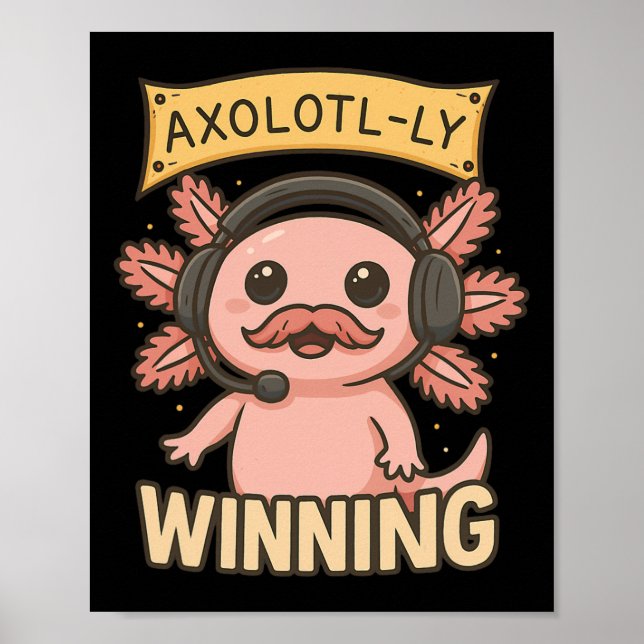 Affiche Conception de joueur drôle gagnant Axolotl-ly pour (Devant)