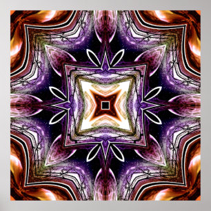 Affiche Conception de kaléidoscope cosmique violet et oran