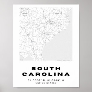 Affiche Conception de la carte de la Caroline du Sud