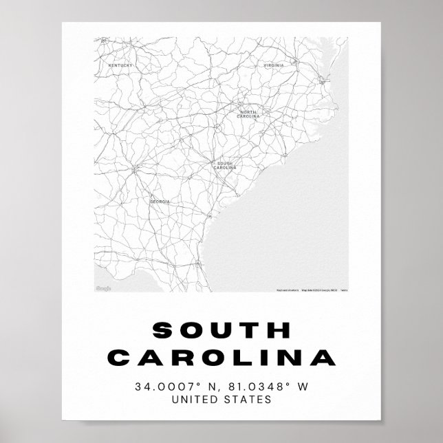 Affiche Conception de la carte de la Caroline du Sud (Devant)