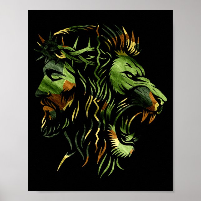 Affiche Conception de la foi camouflage couronne Jésus lio (Devant)