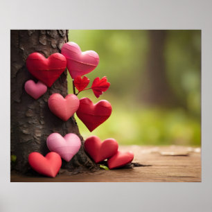 Affiche Conception de la Saint Valentin, Coeur sur les arb