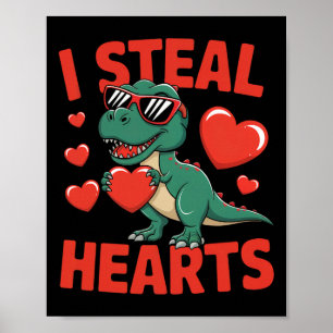 Affiche Conception de la Saint-Valentin de dinosaure drôle