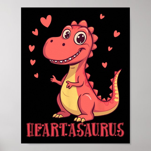 Affiche Conception de la Saint-Valentin de dinosaure migno (Devant)